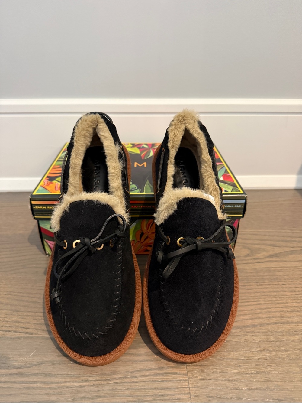 Farm Rio shearling lined moccasin shoe